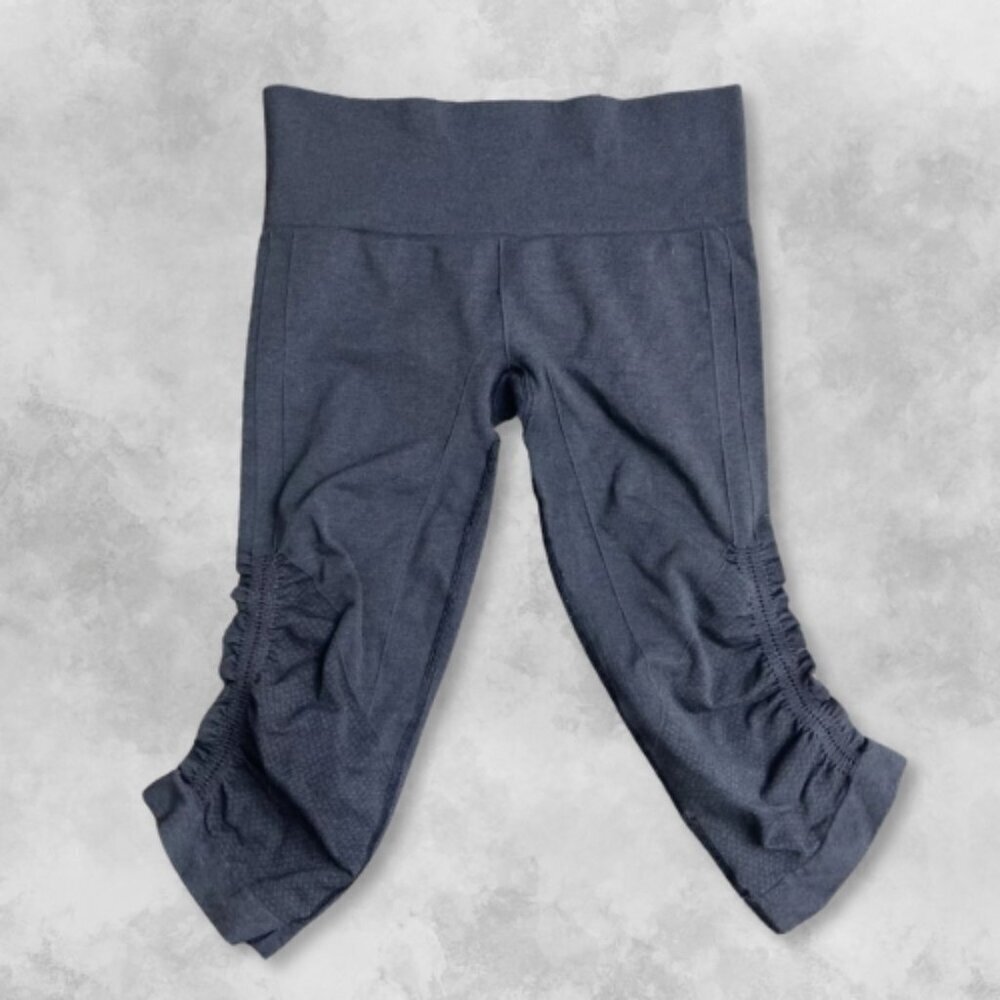 Lululemon In The Flow Crop High Ruched Details Waisted Lightweight Gray W US 6